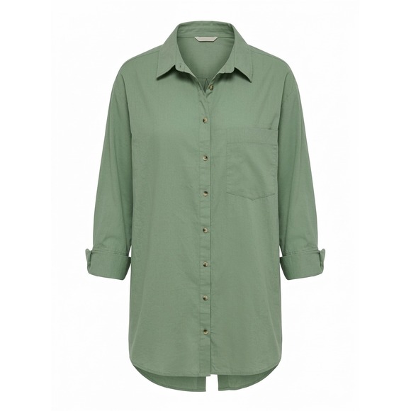 Free People Tops - NEW Free People One of the Boys Open Tie Back Shirt Moss Green Oversized‎ - CJ